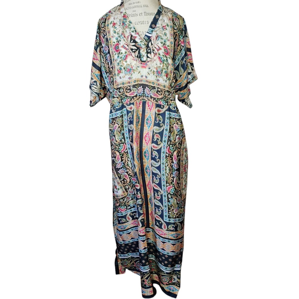 Karyn Seo Jordyn Boho Floral Embroidered Maxi Dress Womens Large India‎ Resort